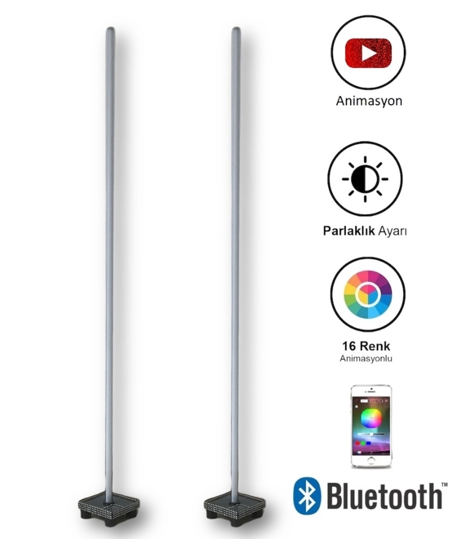 RGB%20Led%20Lambader%2050%20cm%20Bluetooth%20Kontrollü%20Çiftli%20Set