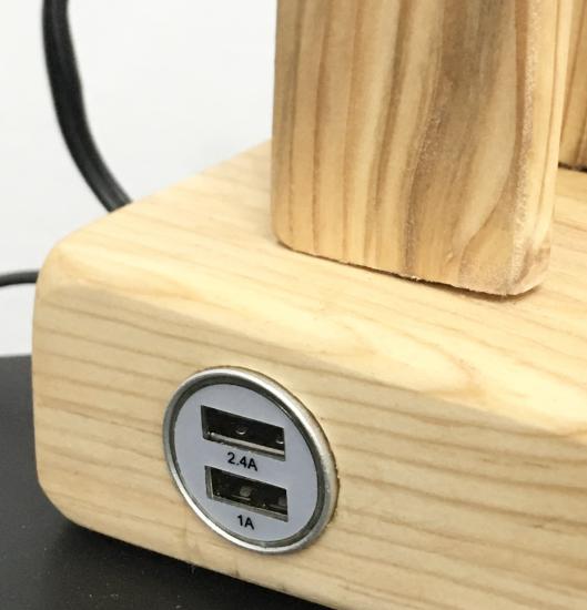 Dekoratif Ahşap Masa Lambası - USB şarjlı