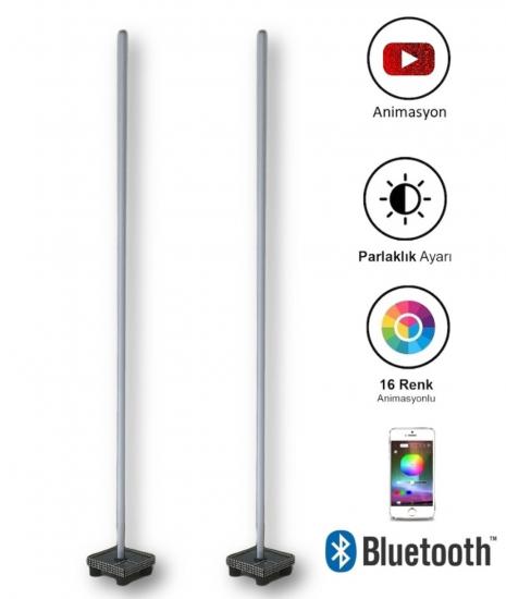 RGB Led Lambader 50 cm Bluetooth Kontrollü Çiftli Set